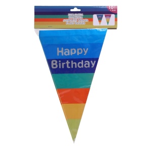 Ghirlandă Happy Birthday cu 10 Stegulețe Colorate – 3,6 m - imagine 2