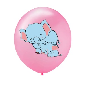 Set 10 Baloane Cu Elefant Aniversare Botez Roz