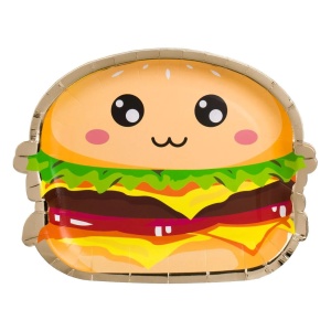 Set 6 Farfurii Aniversare Petrecere Burger 3D 22 cm FRF107