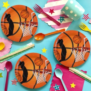 Set 6 Farfurii Aniversare Petrecere Tematica Basketball 18 cm FRF96