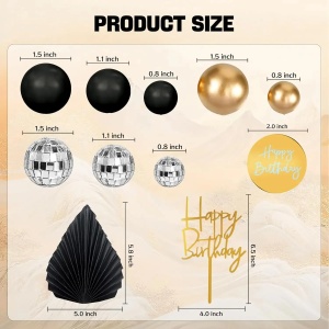 Set Decor Tort Aniversar Gold Black Deluxe TOP133 - Img 2