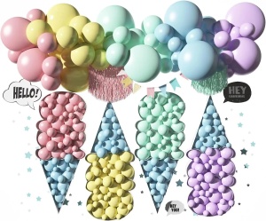 Arcada Baloane Botez Pastel Multicolore 145 Piese - Img 4