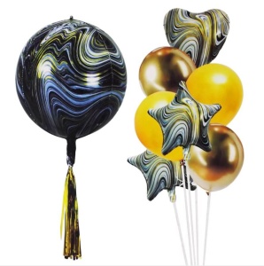 Decor Aniversar Petrecere Negru Marble