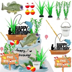 Decor Tort Aniversare Tematica Pentru Pescari TOP125