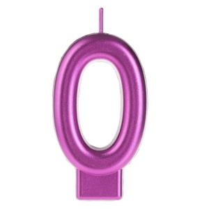 Lumânare Tort Cifra 0 Roz Fucsia Metalizat