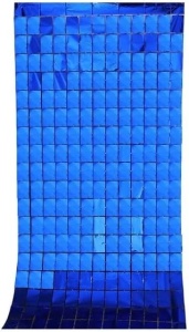 Perdea Decorativa Albastra Model Cu Patratele