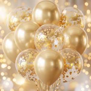 Set 10 Baloane Gold Chrome Confetti