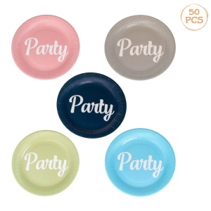 Set 50 Farfurii Petrecere Aniversare Multicolore 18 cm FRF110 - Img 1