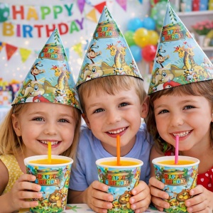 Set 6 Pahare Petrecere Safari Junglă Happy Birthday – 240 ml - imagine 2