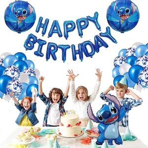 Set Baloane Aniversare Happy Birthday Tematica Stitch Albastru SET309 - Img 3