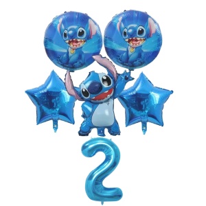 Set Baloane Aniversare Stitch Albastru Cifra 2 SET311-2