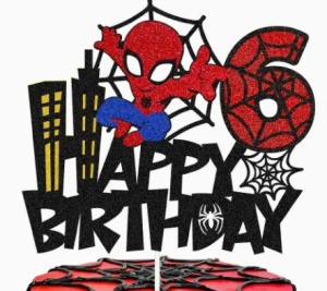 Topper Tort Spiderman Cifra 6 Happy Birthday Aniversare 6 Ani TOP201-6