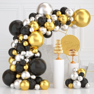 Arcada Baloane Gold Negru Silver Evenimente 114 Piese