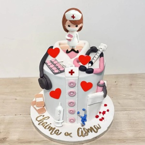 Decoratiune Tort Tematica Asistenta Medicala - Img 4