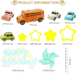 Decoratiune Tort Tematica Masini cu Vehicule Miniature si Accesorii Colorate - Img 2