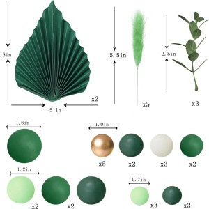 Decoratiune Tort Tematica Naturala Verde cu Frunze si Bilute Decorative - Img 2