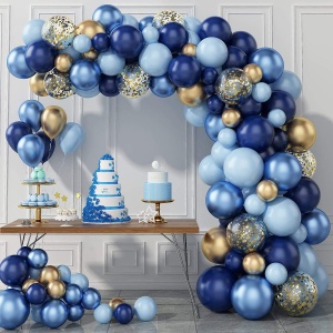 Kit Arcada Baloane Aniversare Botez Baby Blue 95 Piese