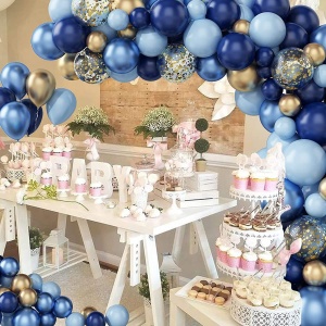 Kit Arcada Baloane Aniversare Botez Baby Blue 95 Piese - Img 3
