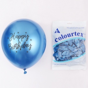 Set 10 Baloane Albastru Chrome Happy Birthday