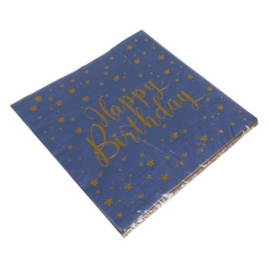 Șervețele de masă Happy Birthday cu model stele și accente aurii
