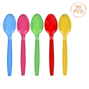 Set 50 Lingurite Din Plastic Pentru Petrecere Multicolore TAC33