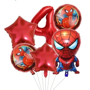 Set 6 Baloane Aniversare 4 Ani Spiderman Rosu SET324-4