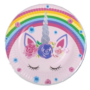 Set 6 Farfurii Petrecere Rainbow Magical Unicorn 23 cm FRF92 - Img 1