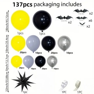Set Arcada Baloane 137 Piese Batman cu Lilieci si Balon Stea ARC182 - Img 2
