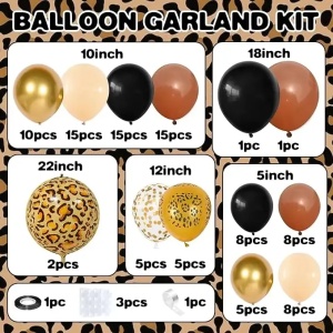 Set Arcada Baloane Aniversare Safari 100 Piese cu Baloane Leopard si Aurii ARC186 - Img 2