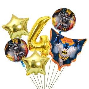Set Baloane Aniversare 4 Ani Tematica Batman Auriu SET316-4