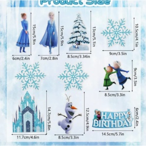 Set Complet Topper Tort Elsa si Anna cu 10 Piese Festive pentru Aniversare TOP183 - Img 2