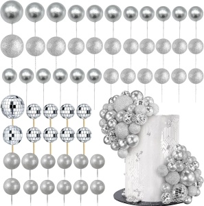 Set Decoratiuni Argintii Deluxe pentru Tort Stralucitor - Img 2
