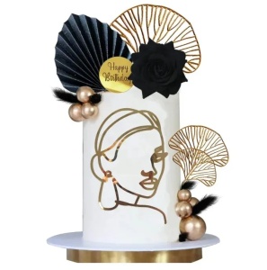 Set Decoratiuni Elegante Pentru Tort Negru si Auriu