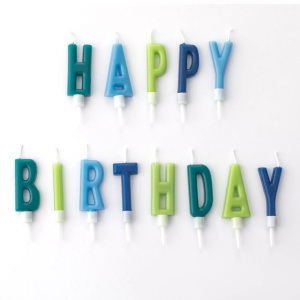 Set Lumanari Tort Happy Birthday Verde Albastru LMR41