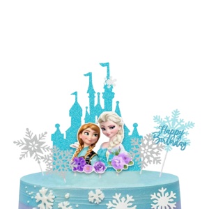 Set Topper Tort Elsa si Anna cu 6 Piese Decorative pentru Aniversare TOP182