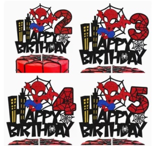 Topper Tort Spiderman Cifra 3 Happy Birthday Aniversare 3 Ani TOP201-3