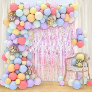 Arcada Baloane Culori Macaron 225 Piese + 2 Perdele Decorative