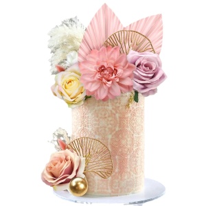 Decoratiune Tort Aniversare Floral Multicolor - Img 3