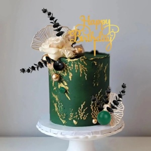 Decoratiune Tort Evenimente Negru Gold Verde TOP123 - Img 3