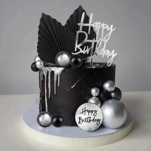 Decoratiune Tort Premium Black Silver Elegance TOP118 - Img 3