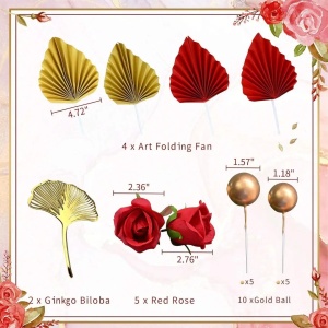 Decoratiune Tort Premium Elegant Roses & Gold - Img 2