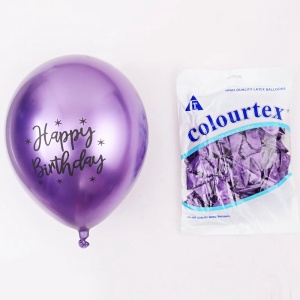 Set 10 Baloane Mov Chrome Happy Birthday