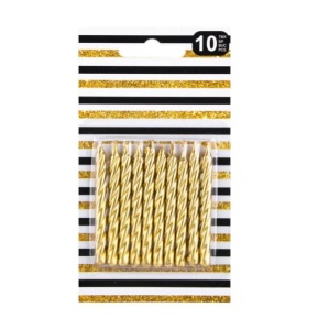 Set 10 Lumanari Spirale Gold