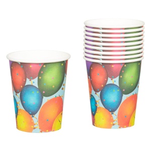 Set 10 Pahare Cu Baloane Multicolore - Img 1