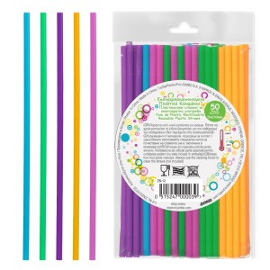 Set 50 Paie Reutilizabile Multicolore din Plastic – 21 cm - imagine 3