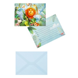 Set 6 Invitatii Petrecere Si Pliculete Jungla