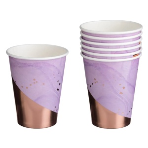 Set 6 Pahare Petrecere Aniversare Lila Marble Gold PHR56