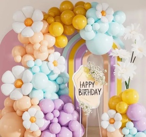 Set Arcada Baloane Aniversare Pastel 148 Piese cu Flori Margareta ARC187 - Img 1