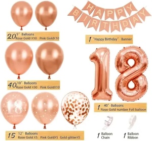 Set Arcada Baloane Majorat Rose Gold 79 Piese cu Cifra 18 si Banner ARC188 - Img 2