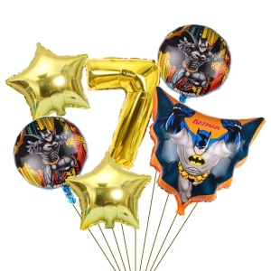 Set Baloane Aniversare 7 Ani Tematica Batman Auriu SET316-7